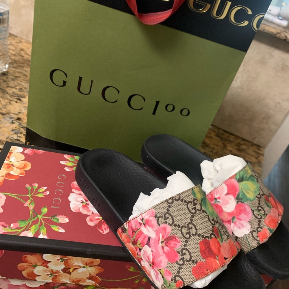 Authentic Floral Gucci Slides, worn once.